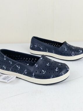 Joybees Women’s Navy Blue Anchor Nautical Slip-On Casual Water Shoes Size 7 NEW